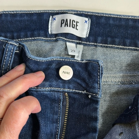 PAIGE JAX KNEE DARK WASH DENIM STRETCHY BERMUDA CUFFED SUMMER SHORTS SIZE 29 - Picture 2 of 14
